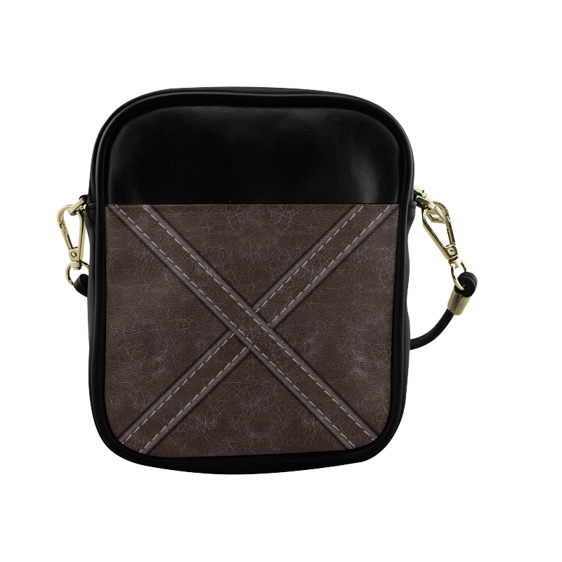 Brown Crackling with 'X' Stitching 