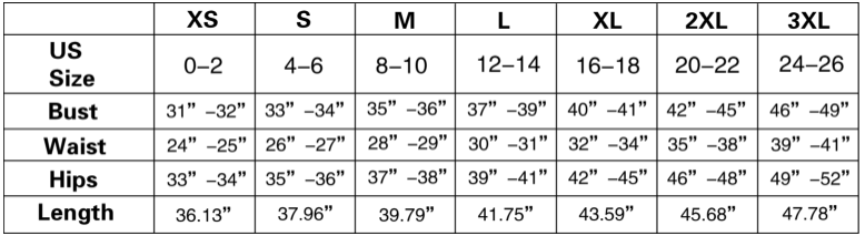 Lush Size Chart