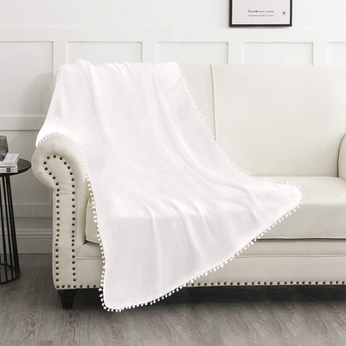 Pom Pom Fringe Blanket 40"x50"