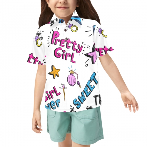 Little Girls' All Over Print Polo Shirt (Model T55)