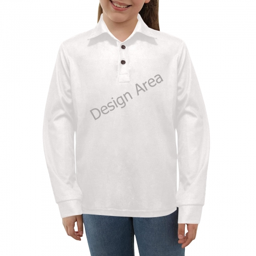 Big Girls' All Over Print Long Sleeve Polo Shirt (Model T73)