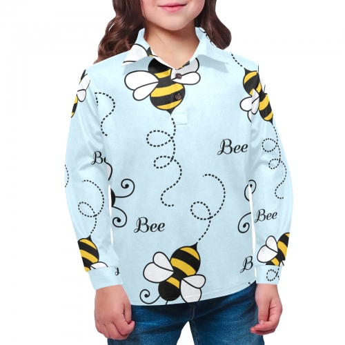 Little Girls' All Over Print Long Sleeve Polo Shirt (Model T73)