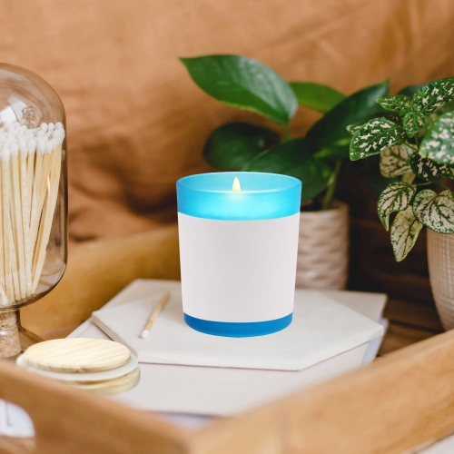 Blue Glass Candle Cup (Wood Sage & Sea Salt)