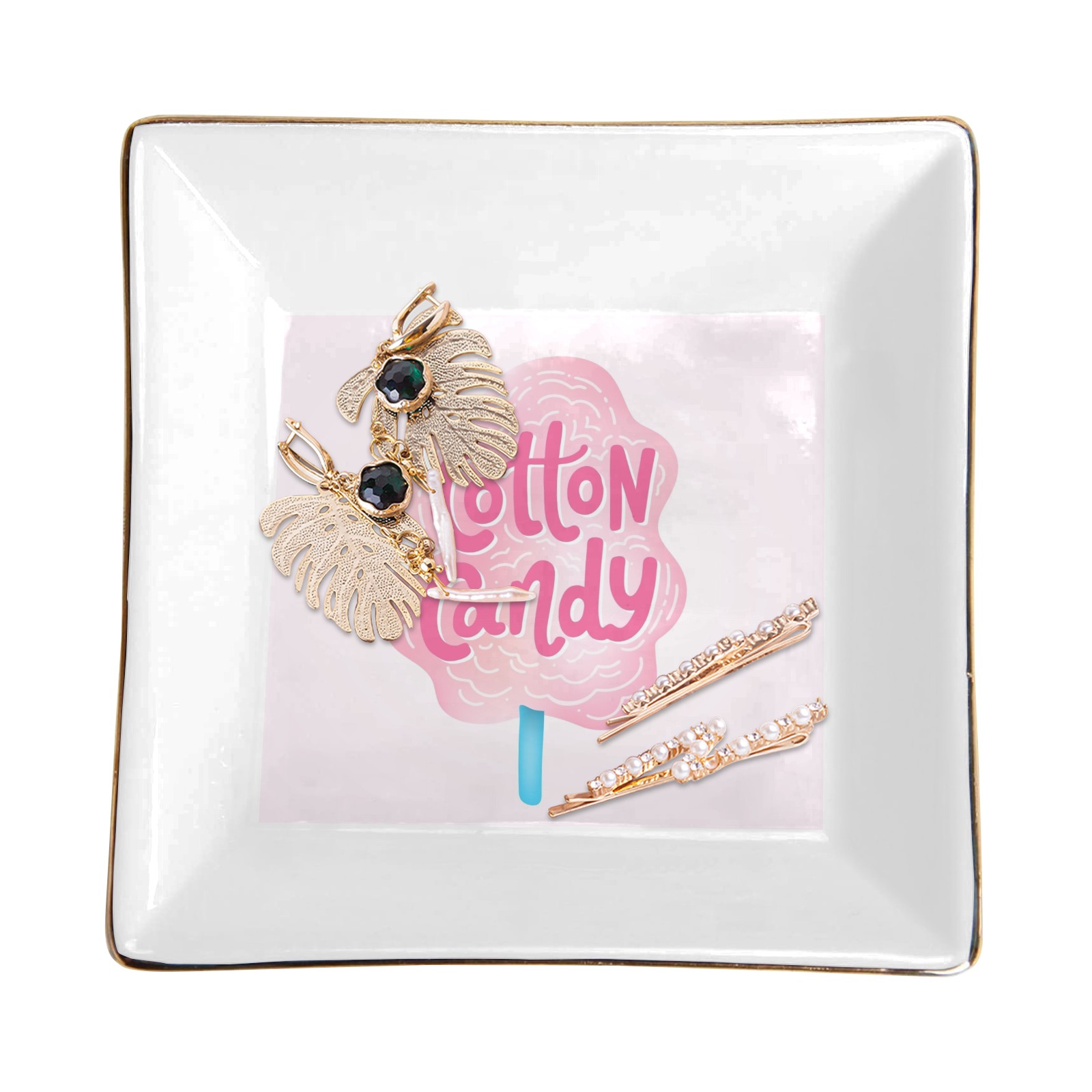 Square Jewelry Tray with Golden Edge