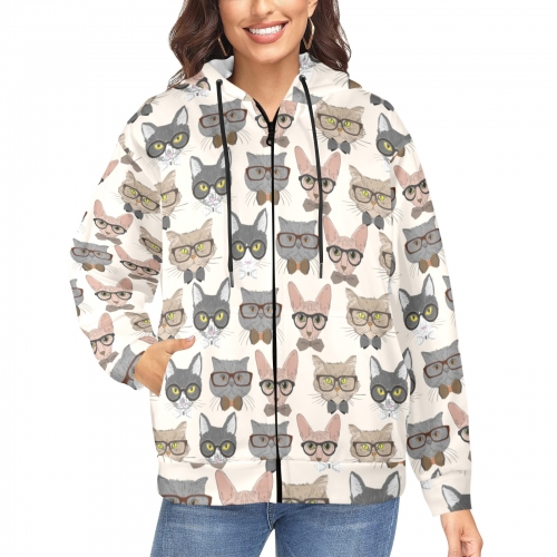 Women's Fleece Full-Zip Hoodie (Model H60)