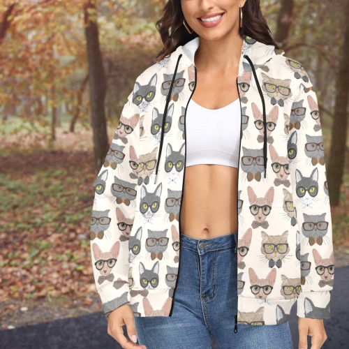 Women's Fleece Full-Zip Hoodie (Model H60)