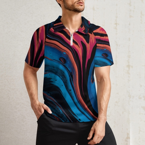 Men's Zipped Short-sleeve Sports Shirt
