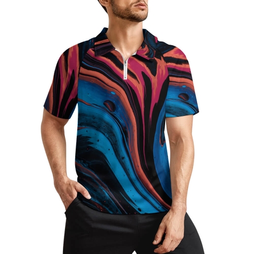 Men's Zipped Short-sleeve Sports Shirt