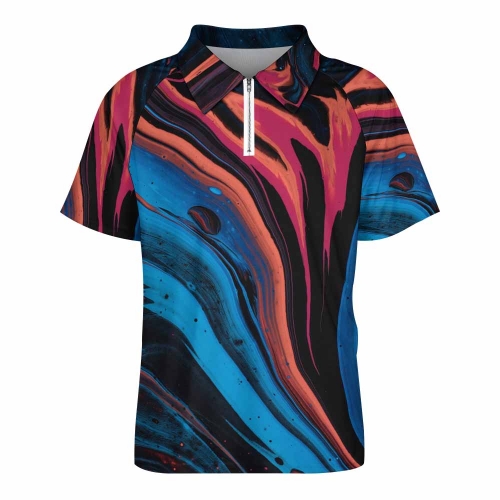 Men's Zipped Short-sleeve Sports Shirt