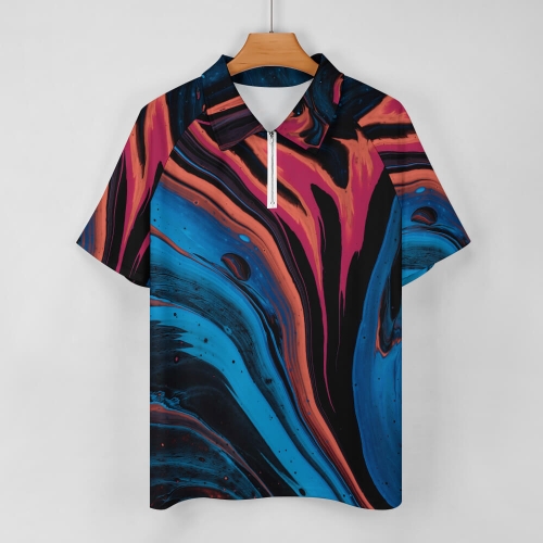 Men's Zipped Short-sleeve Sports Shirt