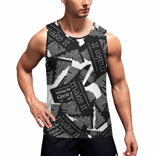 Men's Fitted All-Over Print Tank Top (BK)