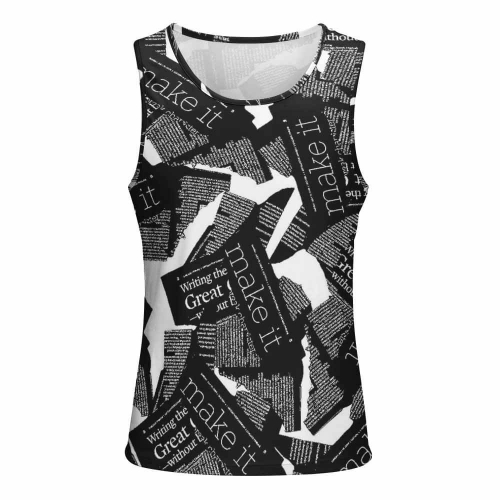 Men's Fitted All-Over Print Tank Top (BK)