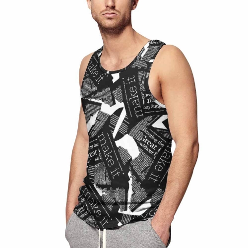 Men's Fitted All-Over Print Tank Top (BK)