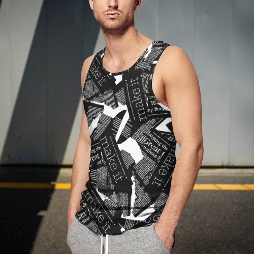 Men's Fitted All-Over Print Tank Top (BK)