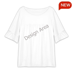 Women's Big Round Neck Ruffle Sleeve T-Shirt