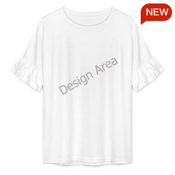 Women's Round Neck Ruffle Sleeve T-Shirt