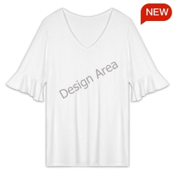 Women's V-Neck Ruffle Sleeve T-Shirt