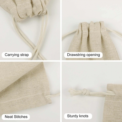 Small Cotton Linen Drawstring Bags