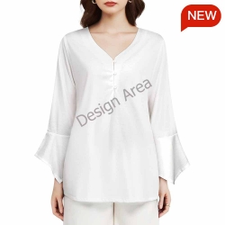 Women's V-Neck Petal Sleeve Blouse