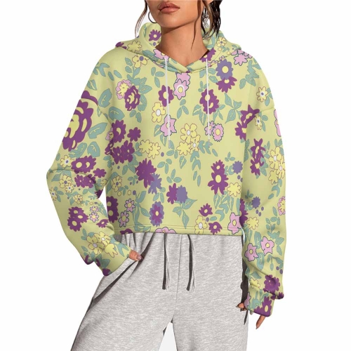 Women's All Over Print Cropped Hoodie (DLM) Hooded hoodie main image 0