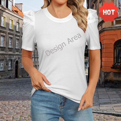 Women's Round Neck Puff Sleeve T-Shirt