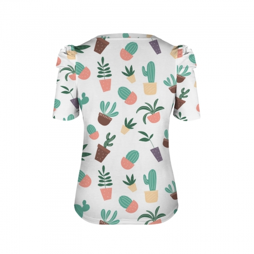 Women's Round Neck Puff Sleeve T-Shirt