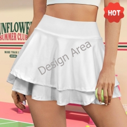 High Waist Layered Ruffle Pockets Sports Skirt
