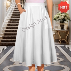 Elastic Waist Pocket Midi Skirt