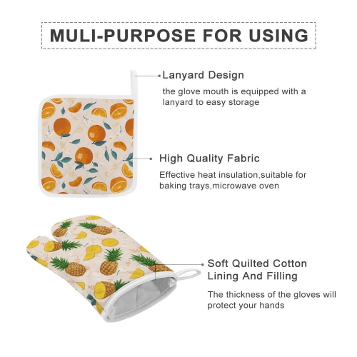 Flowers Pattern Watercolor Double Oven Mitt Heat Resistant Kitchen Oven - View #13