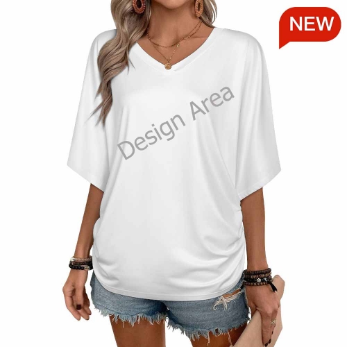 Women's V-Neck Batwing Sleeve T-Shirt