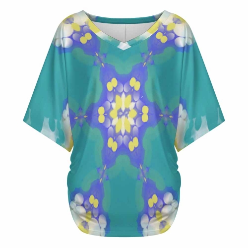 Women's V-Neck Batwing Sleeve T-Shirt