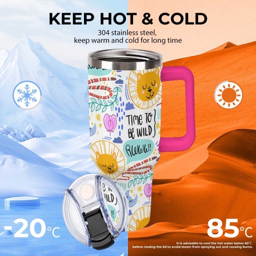 40oz Tumbler with Multi-Color Handle