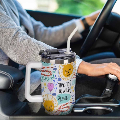 40oz Tumbler with Multi-Color Handle