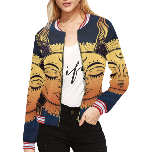 All Over Print Bomber Jacket for Women (Model H21)