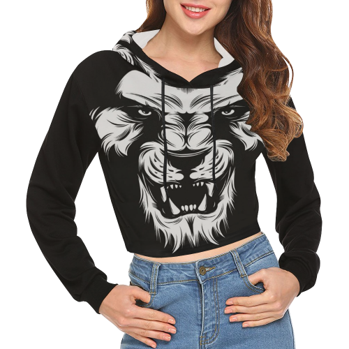 All Over Print Crop Hoodie for Women (Model H22)