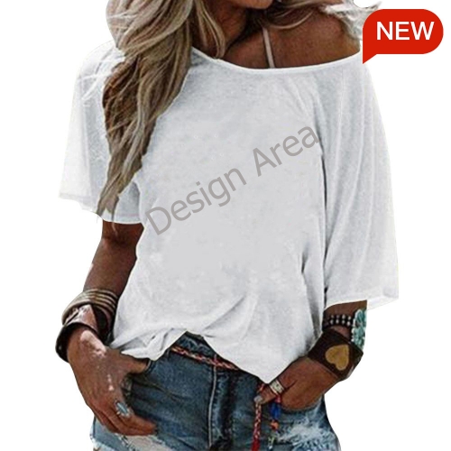 Women’s Loose Half-Sleeve Boat Neck T-Shirt