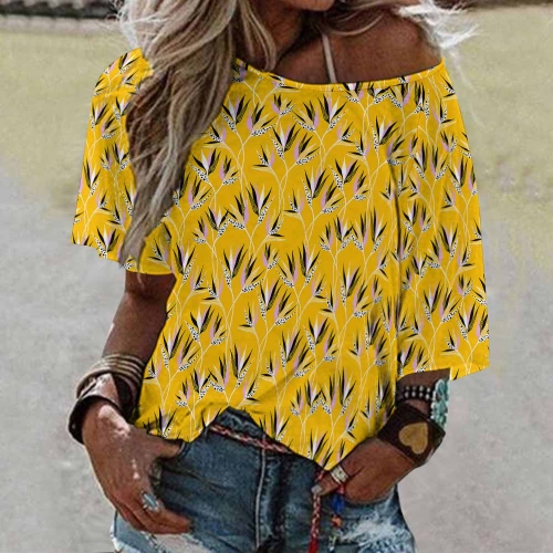 Women’s Loose Half-Sleeve Boat Neck T-Shirt