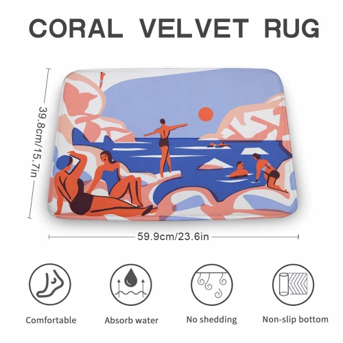 Coral Velvet Bath Rug 15.7"×23.6"