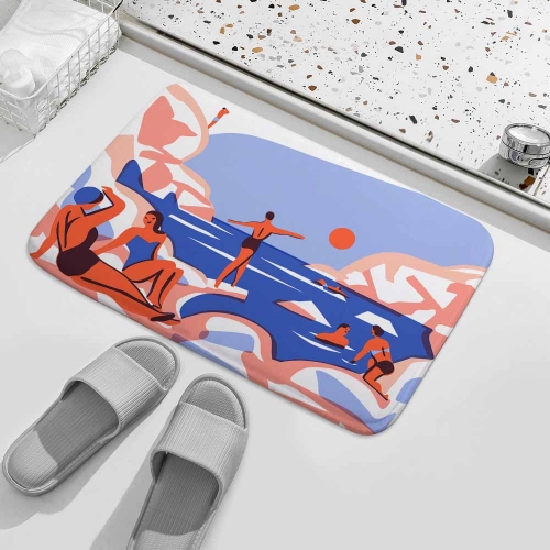 Coral Velvet Bath Rug 15.7"×23.6"