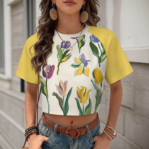 All Over Print Cropped Ralgan T-Shirt