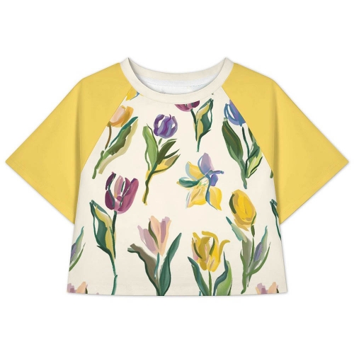 All Over Print Cropped Ralgan T-Shirt
