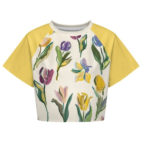 All Over Print Cropped Ralgan T-Shirt