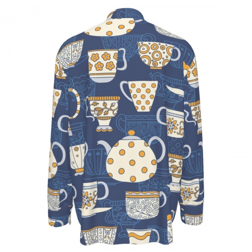 Men's 10-Button Band Collar Shirt