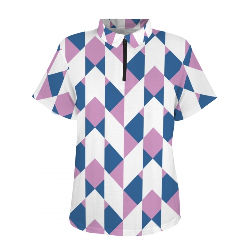 Women's Zipper Polo Shirt (Model T88)