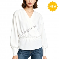 Women’s Faux Silk Velvet V-Neck Long Sleeve Blouse