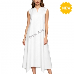 Women's V-Neck Sleeveless Maxi Dress with Pockets