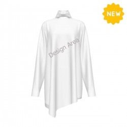 Women's High Neck Shirt with Irregular Hem