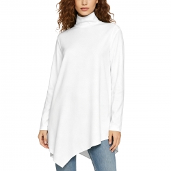 Women's High Neck Shirt with Irregular Hem