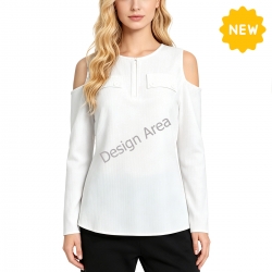 Women's Half Zip Cold Shoulder Top with Pockets