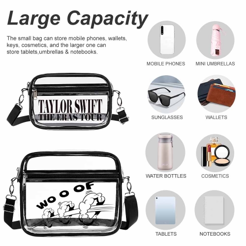 2-Piece Clear Satchel Bag Set